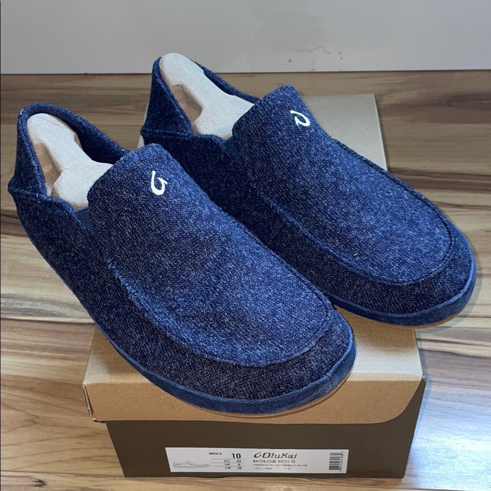 NIB Men's Blue Wool Slippers